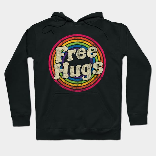 Free Hugs - Retro Rainbow Faded-Style Hoodie by MaydenArt